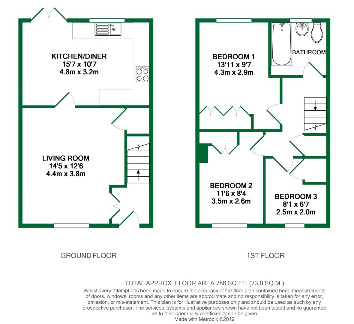 Floorplans For Ravensbourne Drive, Woodley, Reading