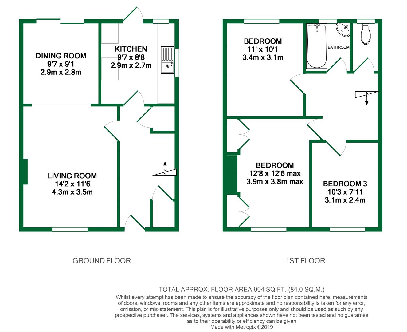 Floorplans For Fairwater Drive, Woodley, Reading