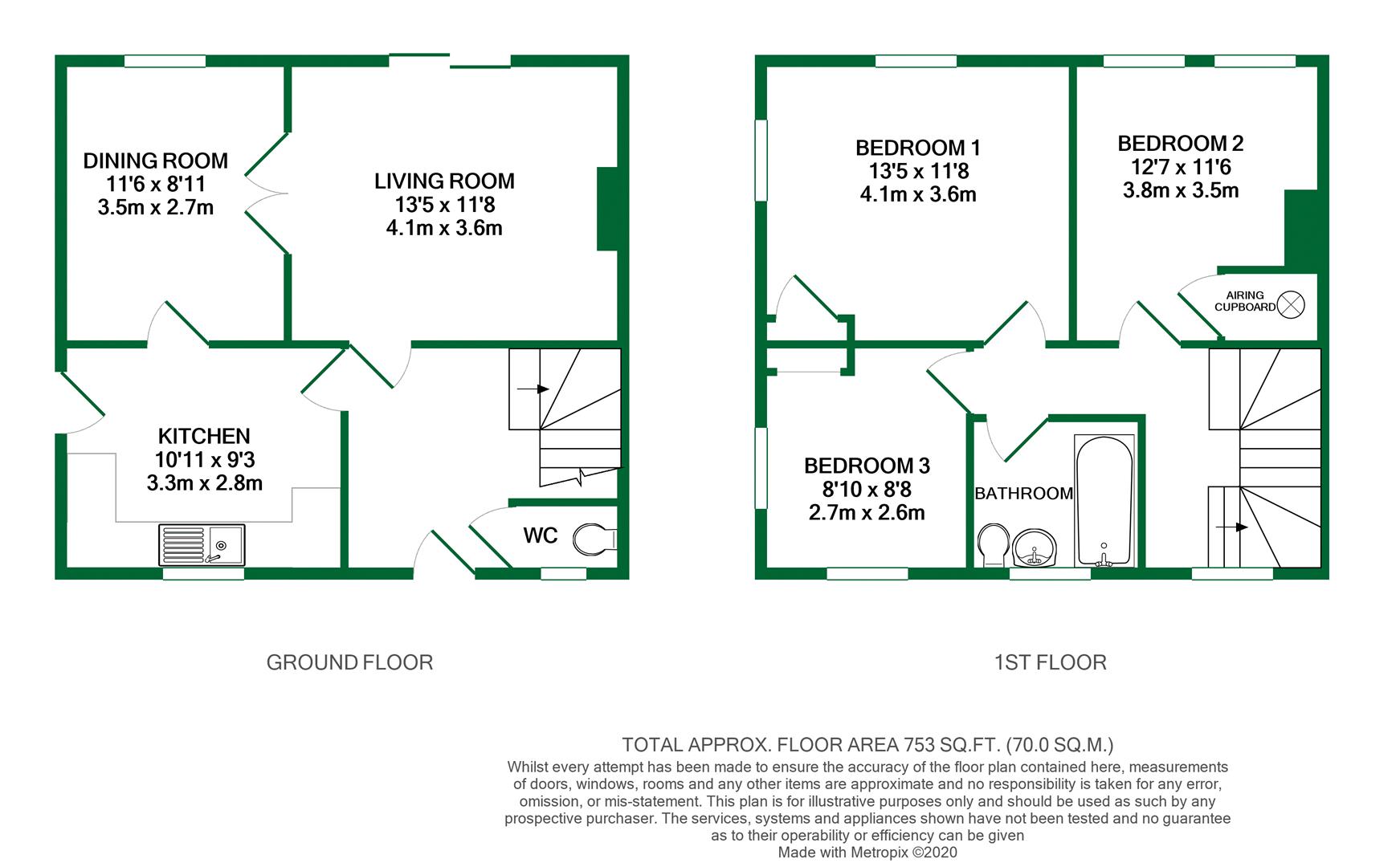 Floorplans For Knights way, Emmer green, Reading