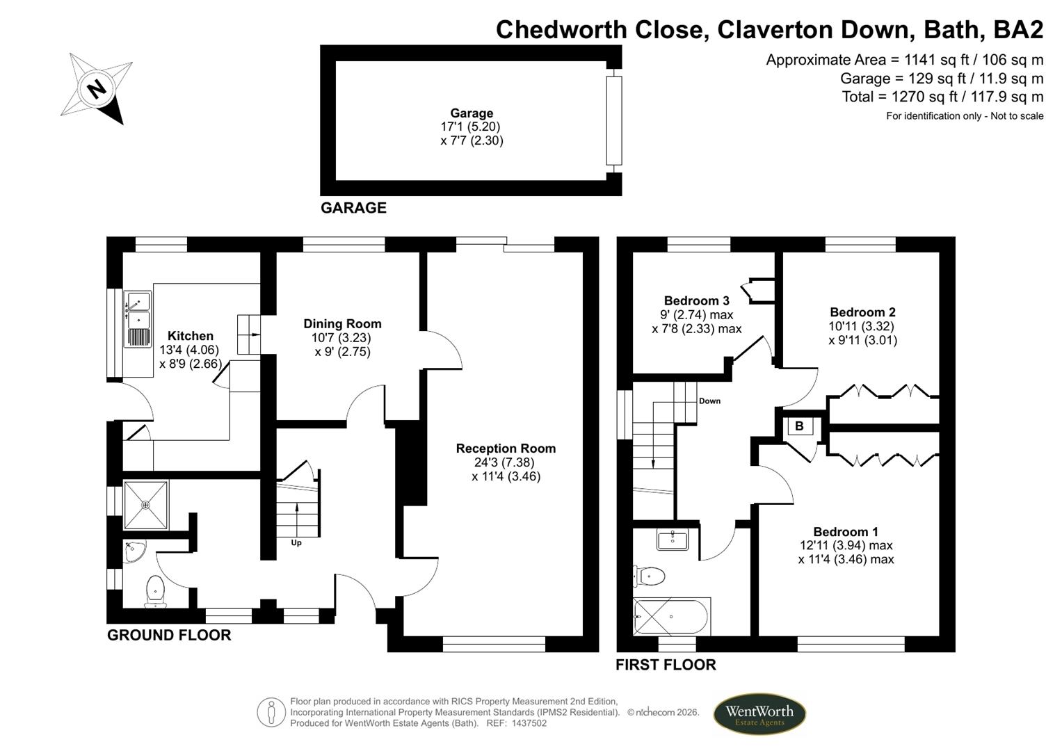 Floorplans For Chedworth Close, Claverton Down, Bath