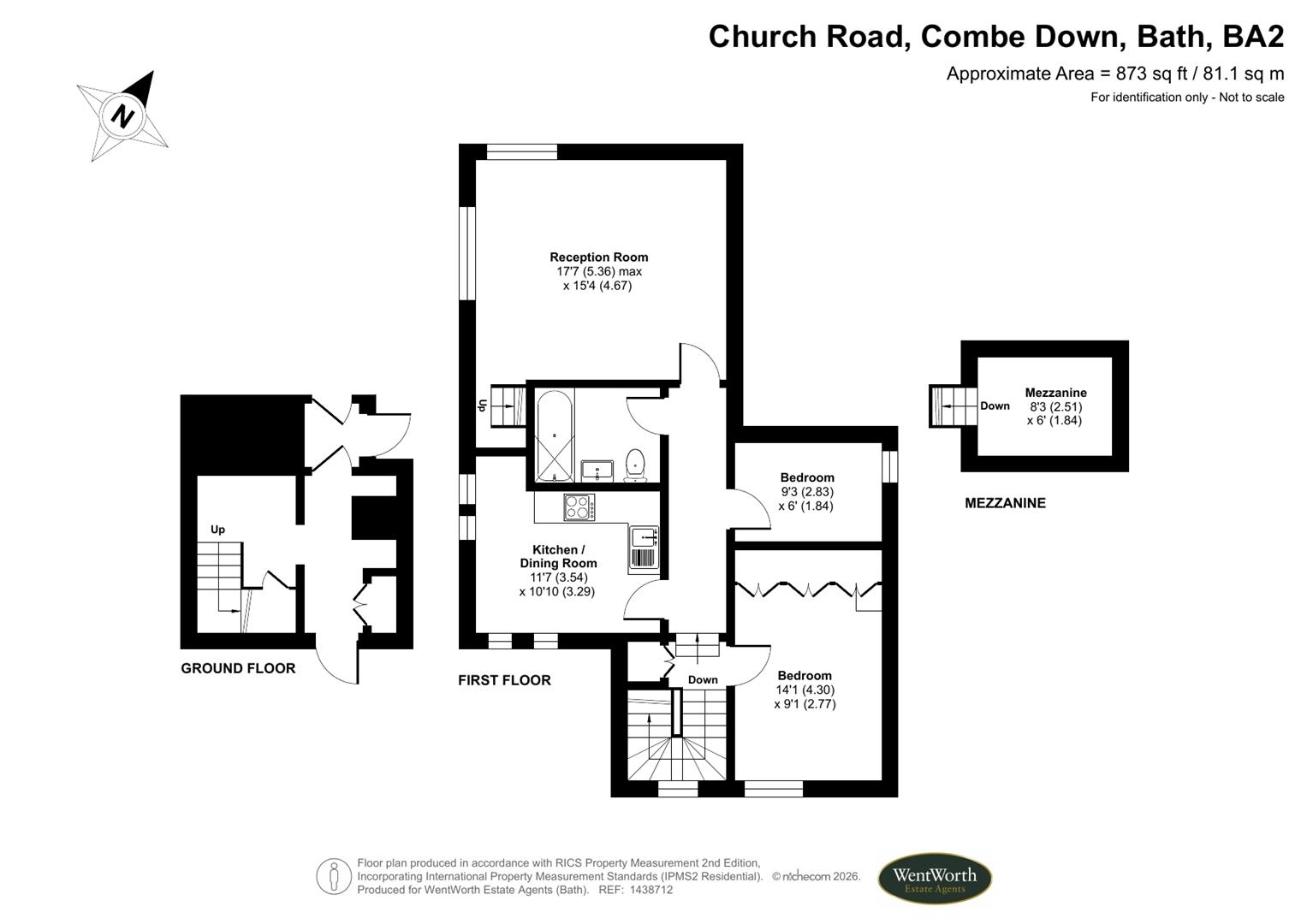 Floorplans For Church Road, Combe Down, Bath
